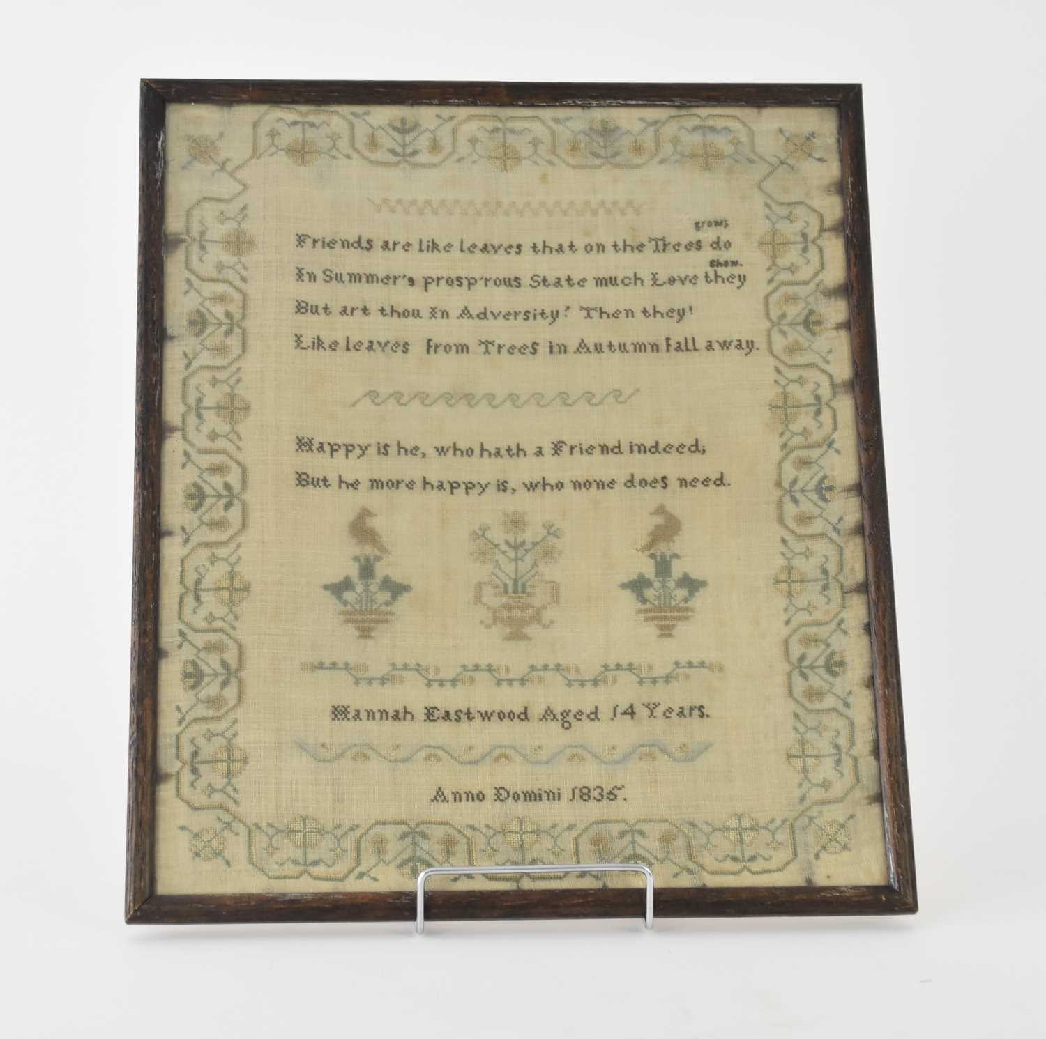 Lot 34 - A William IV needlework sampler, dated 1835 / A Victorian embroidered needlework bell pull