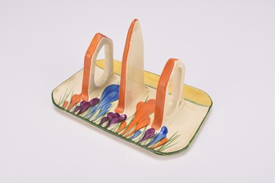 Lot 507 - An Art Deco Clarice Cliff 'Crocus' toast rack, circa 1928-30