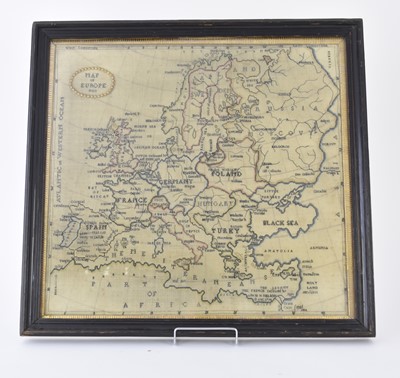 Lot 515 - A 19th century needlework embroidered map of Europe