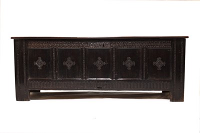 Lot 160 - A 17th century and later five panel coffer, possibly South Yorkshire