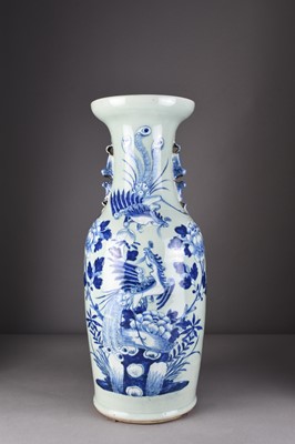 Lot 103 - A large Chinese blue and white celadon vase, 19th century