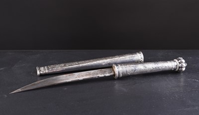 Lot 176 - A silver dagger or paper knife and scabbard, circa 1900