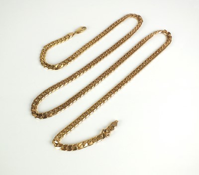 Lot 55 - A 9ct gold flat curb link chain necklace