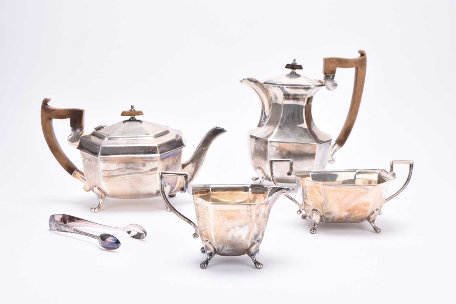 Lot 11 - An Art Deco four-piece silver tea service