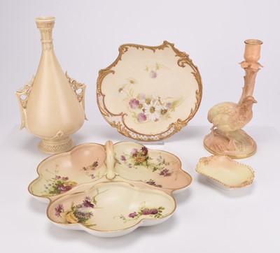 Lot 84 - A group of Royal Worcester blush ivory ornamental porcelain, late 19th/early 20th century