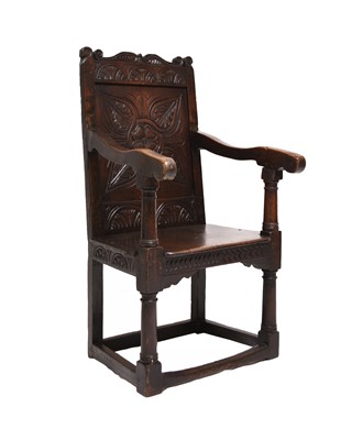 Lot 178 - A 17th century oak 'wainscot' armchair, West Country, possibly Somerset