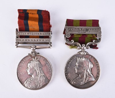 Lot 140 - MEDAL PAIR - India General Service 1895-1902 medal, Punjab Frontier 1897-98 and QSA