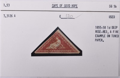 Lot 170 - Cape of Good Hope 1855-58 1d deep ros- red, 3 good margins.