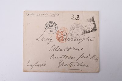 Lot 339 - South Africa, cover and original letter from General Frederick Carrington to his wife, Lizzie.