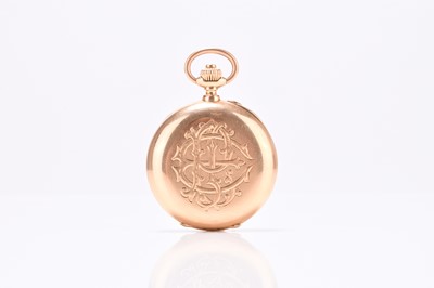 Lot 64 - U.Montandon-Robert: An 18ct gold open face chronograph pocket watch