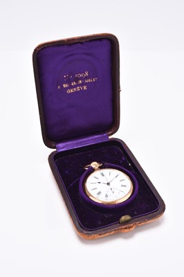 Lot 64 - U.Montandon-Robert: An 18ct gold open face chronograph pocket watch