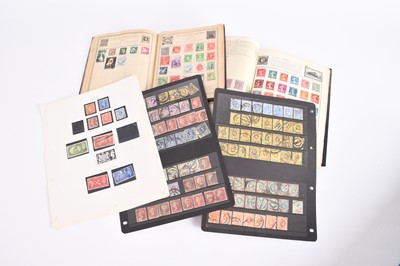 Lot 249 - Stamps, share certificates and bank notes; an accumulation of stamps on and off paper in packets plus 2 albums