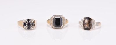 Lot 183 - Three 9ct gold stone set rings