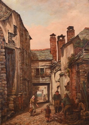 Lot 181 - Thomas Barrett (1845-1924) Fishing Village, Street Scene