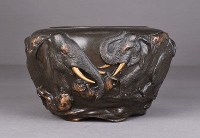 Lot 237 - A Japanese bronze planter, Meiji era