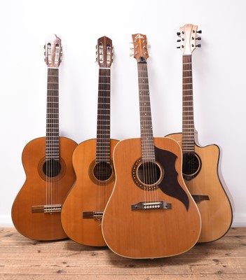 Lot 486 - A group of various uncased acoustic guitars, mid to late 20th century