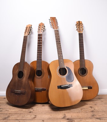 Lot 486 - A group of various uncased acoustic guitars, mid to late 20th century