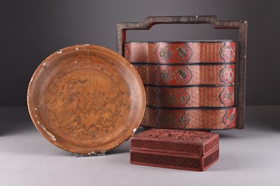 Lot 122 - An assembled group of Chinese lacquer ware, Qing Dynasty