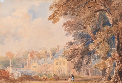 Lot 172 - British School (19th Century) Ladies strolling beneath the trees in the grounds of a country house