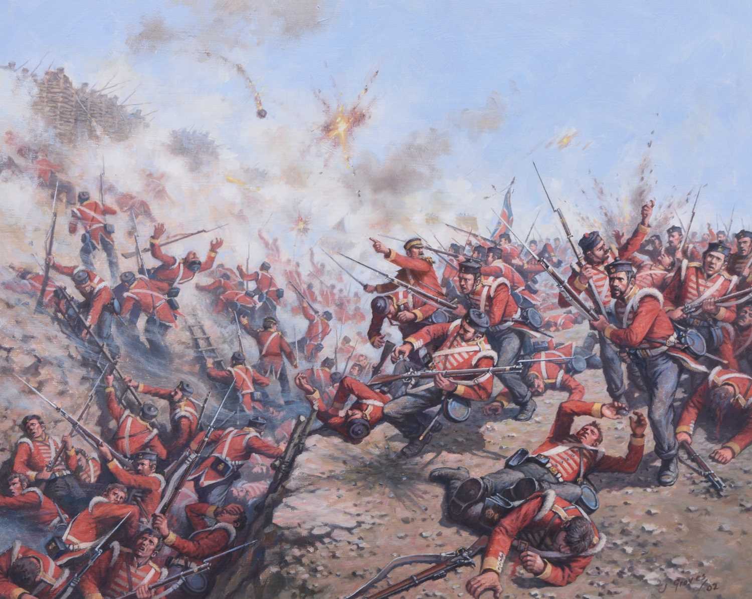 Lot 654 - John Michael Groves (1937-2019) British Infantry Defending Trenches