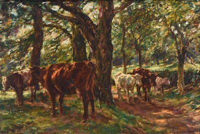 Lot 131 - Mark William Fisher RA (American 1841-1923) Cattle in the Shade