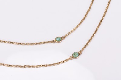 Lot 269 - A yellow metal turquoise set guard chain