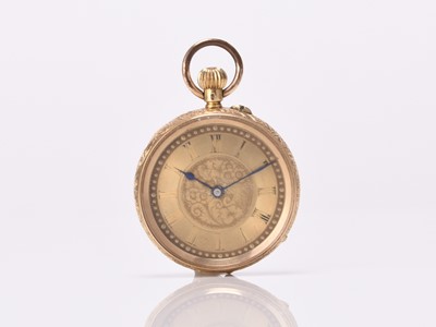 Lot 309 - A lady's 18ct gold open face fob watch