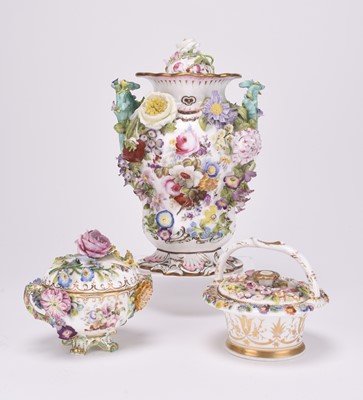 Lot 5 - Minton, Coalport and Grainger floral-encrusted porcelain, circa 1820-30