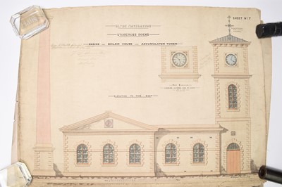 Lot 63 - QUEEN'S DOCK, GLASGOW. Architectural plans, 1876. 12 colour drawings (12)