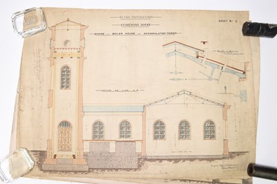 Lot 63 - QUEEN'S DOCK, GLASGOW. Architectural plans, 1876. 12 colour drawings (12)