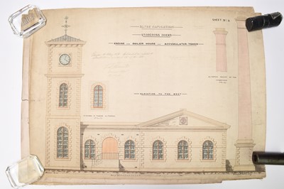Lot 63 - QUEEN'S DOCK, GLASGOW. Architectural plans, 1876. 12 colour drawings (12)