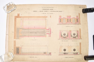 Lot 63 - QUEEN'S DOCK, GLASGOW. Architectural plans, 1876. 12 colour drawings (12)