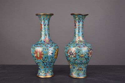 Lot 112 - A pair of Chinese cloisonne vases, Qing Dynasty