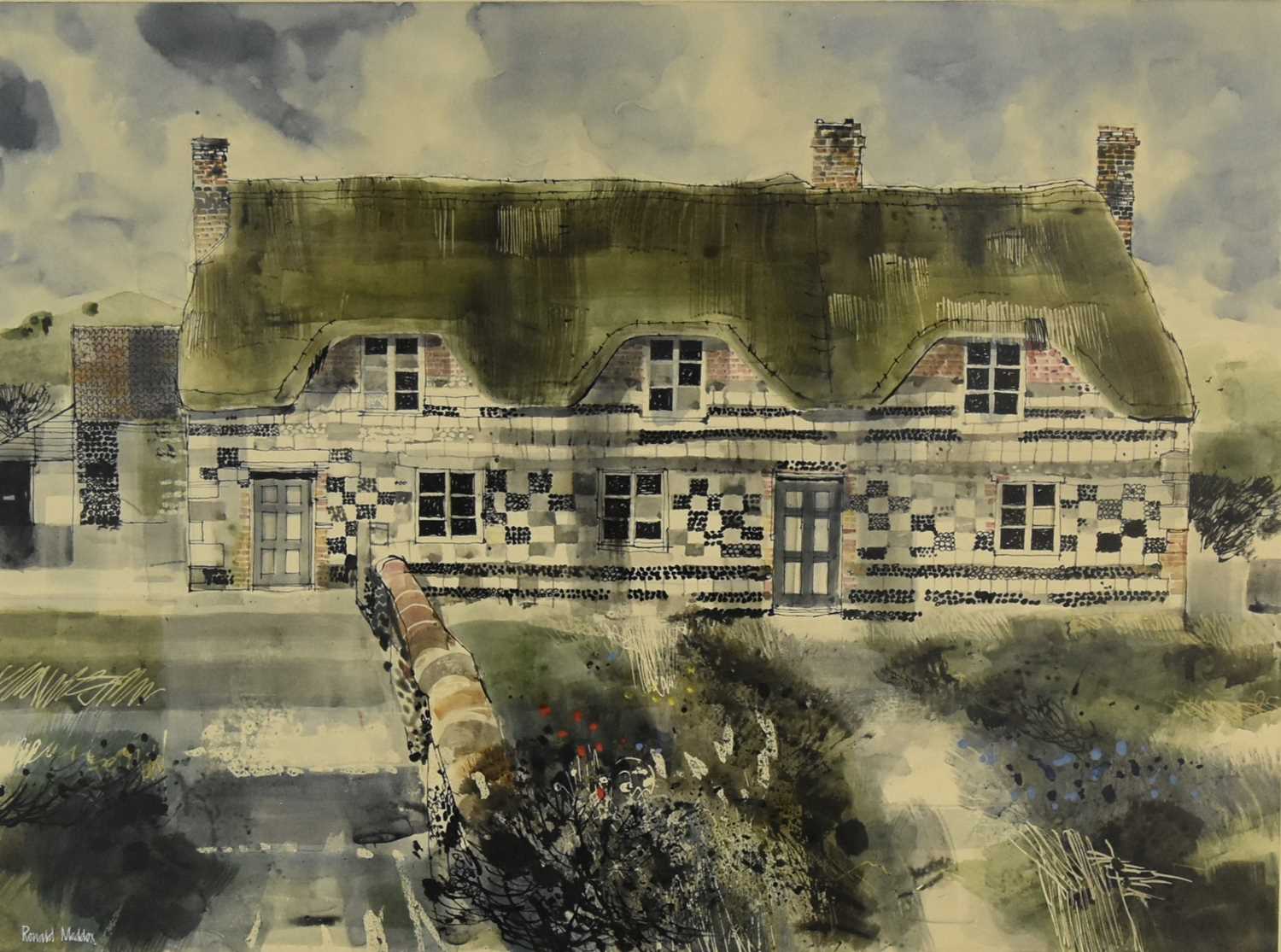 Lot 363 - Ronald Maddox (1930-2018) Flint and Chalk Cottages, Wiltshire