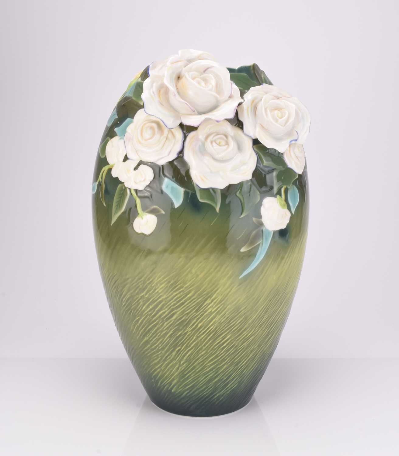 Lot 580 - A large Franz Collection porcelain Van Gogh 'White Roses' vase, 20th/21st century