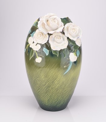 Lot 580 - A large Franz Collection porcelain Van Gogh 'White Roses' vase, 20th/21st century