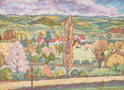 Lot 118 - Danuta Dolecki ou Dana Jarry (Polish 20th Century) Printemps en Auvergne (Spring in Auvergne)