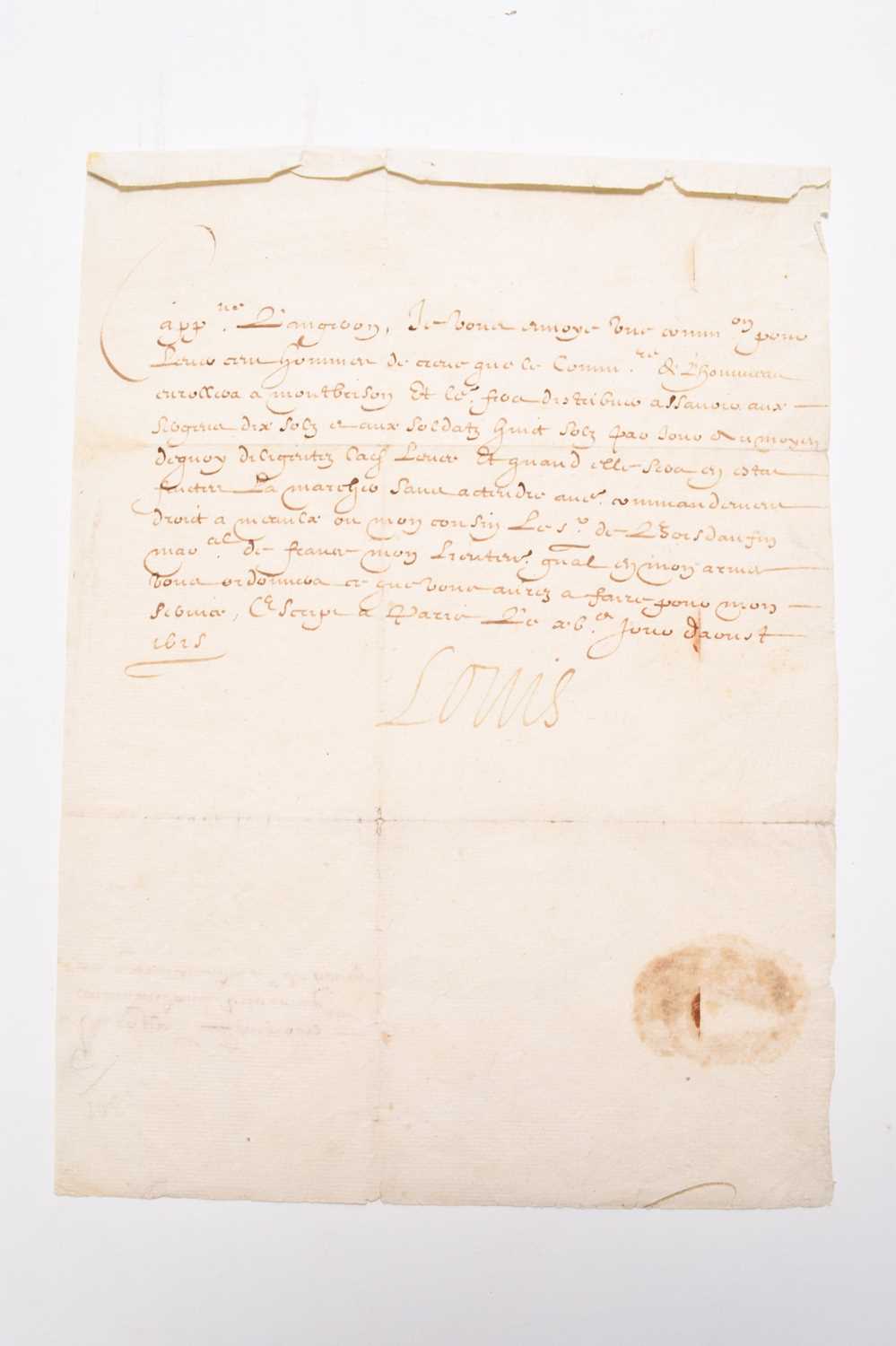Lot 53 - Louis XIII (1601-43) King of France 1610-43. Letter signed.