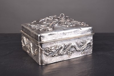 Lot 120 - A Chinese silver-mounted rosewood cigarette box, circa 1890