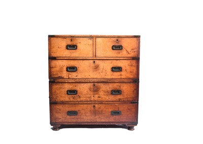 Lot 399 - A 19th century mahogany campaign chest