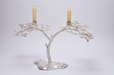 Lot 14 - A Patrick Mavros silver 'Fari' Acacia tree candle holder / table ornament