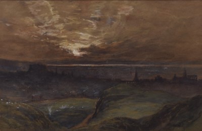 Lot 346 - Samuel Bough RSA (1822-1878) Skyline of Edinburgh with the Firth of Forth in the Distance