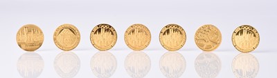 Lot 154 - Germany - 24ct gold 7 medalets commemorating 1972 summer and winter Olympic games in Munich and Sapporo