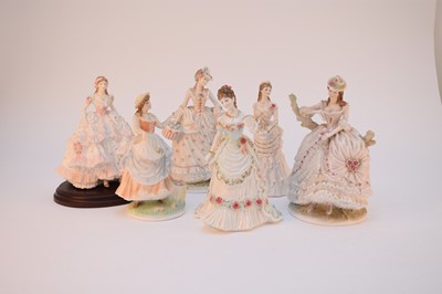 Lot 528 - Six Royal Worcester limited edition models including two from the Seasons of Romance series