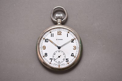 Lot 355 - Cyma: A military issue open face pocket watch