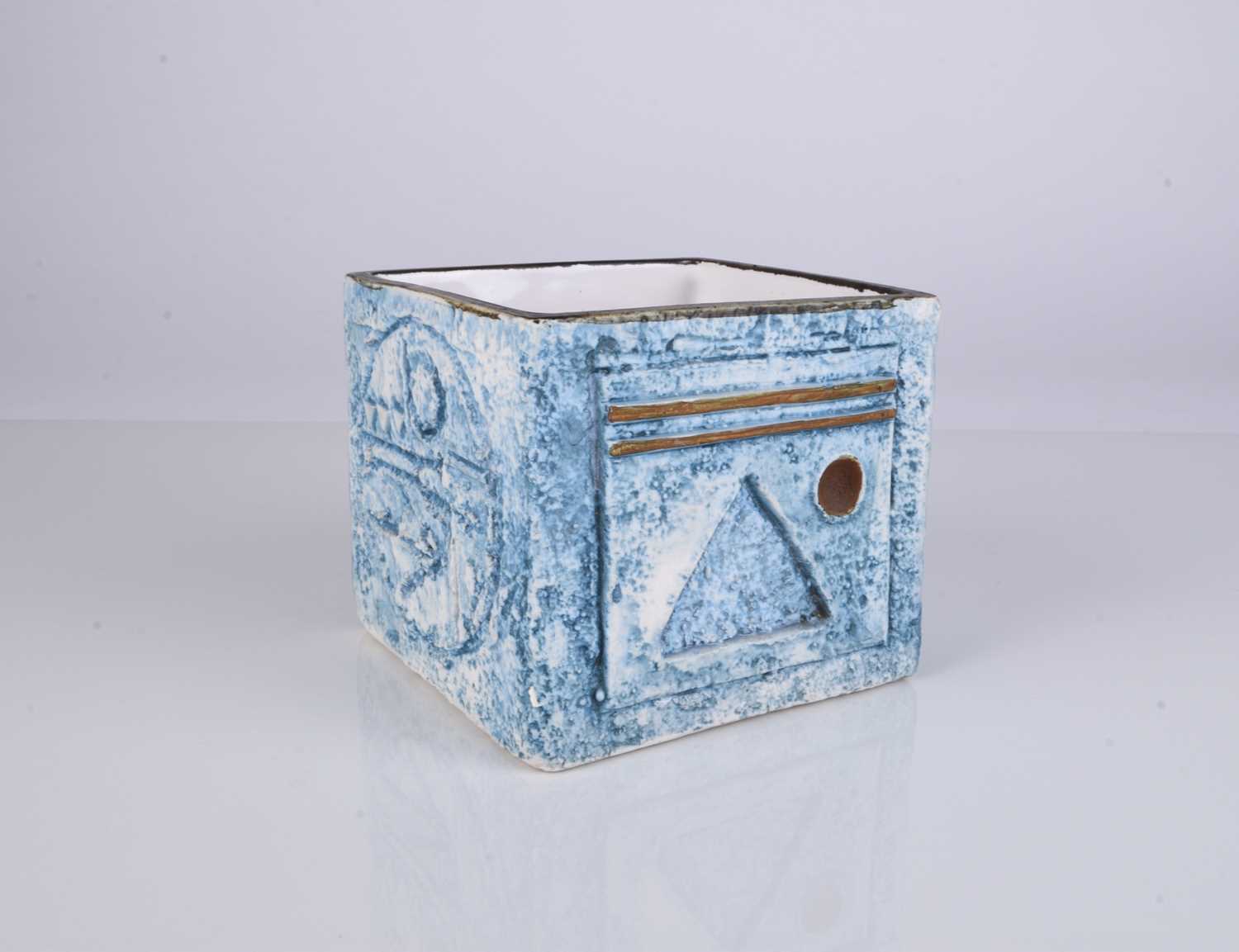 Lot 540 - Troika square open vase by Beverley Ellwood, early 1970s