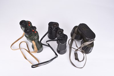Lot 5 - Three pairs of military binoculars: British Binoprism No.5, WW2 German 7x50 and East German