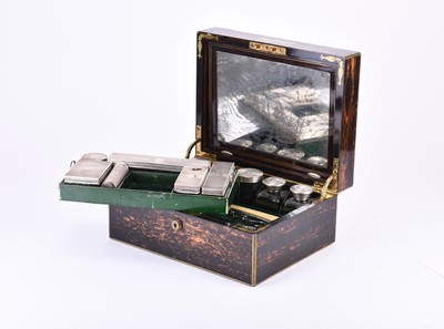 Lot 22 - An S Mordan Victorian silver mounted travelling dressing table set