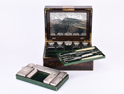 Lot 22 - An S Mordan Victorian silver mounted travelling dressing table set