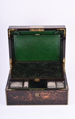 Lot 22 - An S Mordan Victorian silver mounted travelling dressing table set